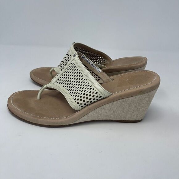 Ugg Women's Solena Slip-On Perforated Wedge Sandals Cream Size 10 - Picture 4 of 6